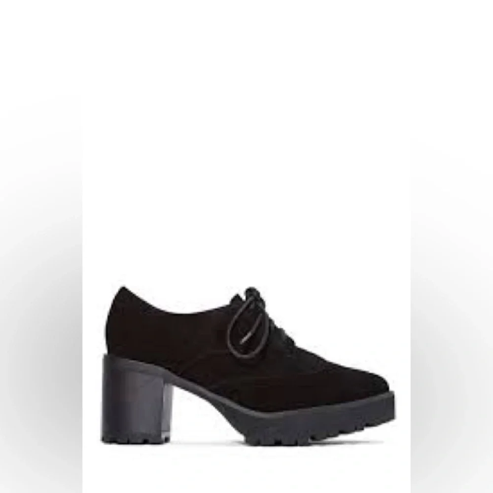 Jeffrey Campbell Havanas last KIDDO black suede block heel Oxford shoes size 7.5